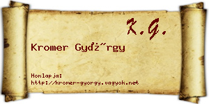 Kromer György névjegykártya